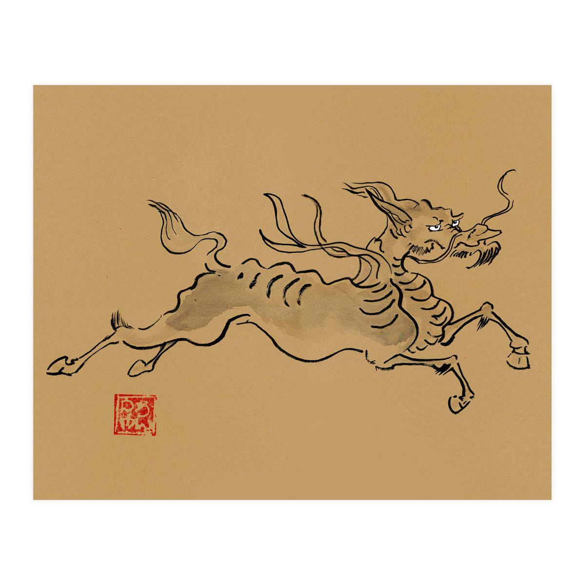 Kirin On Brown Paper (Print Only)