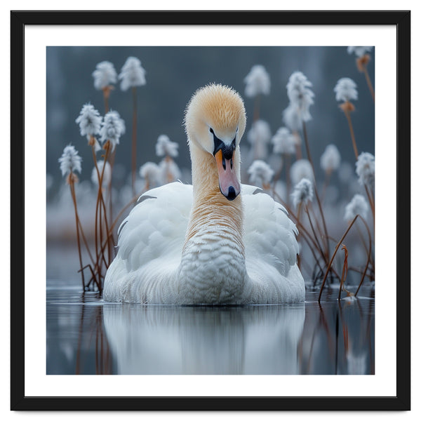 Swan Floating Serene On Calm Water