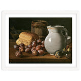 Luis Egidio Meléndez / 'Still Life with Plums, Figs, Bread and Fish', 18th century, Spanish School. thumbnail