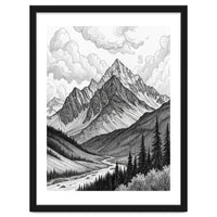 Majestic Alpine Mountain Range Sketch