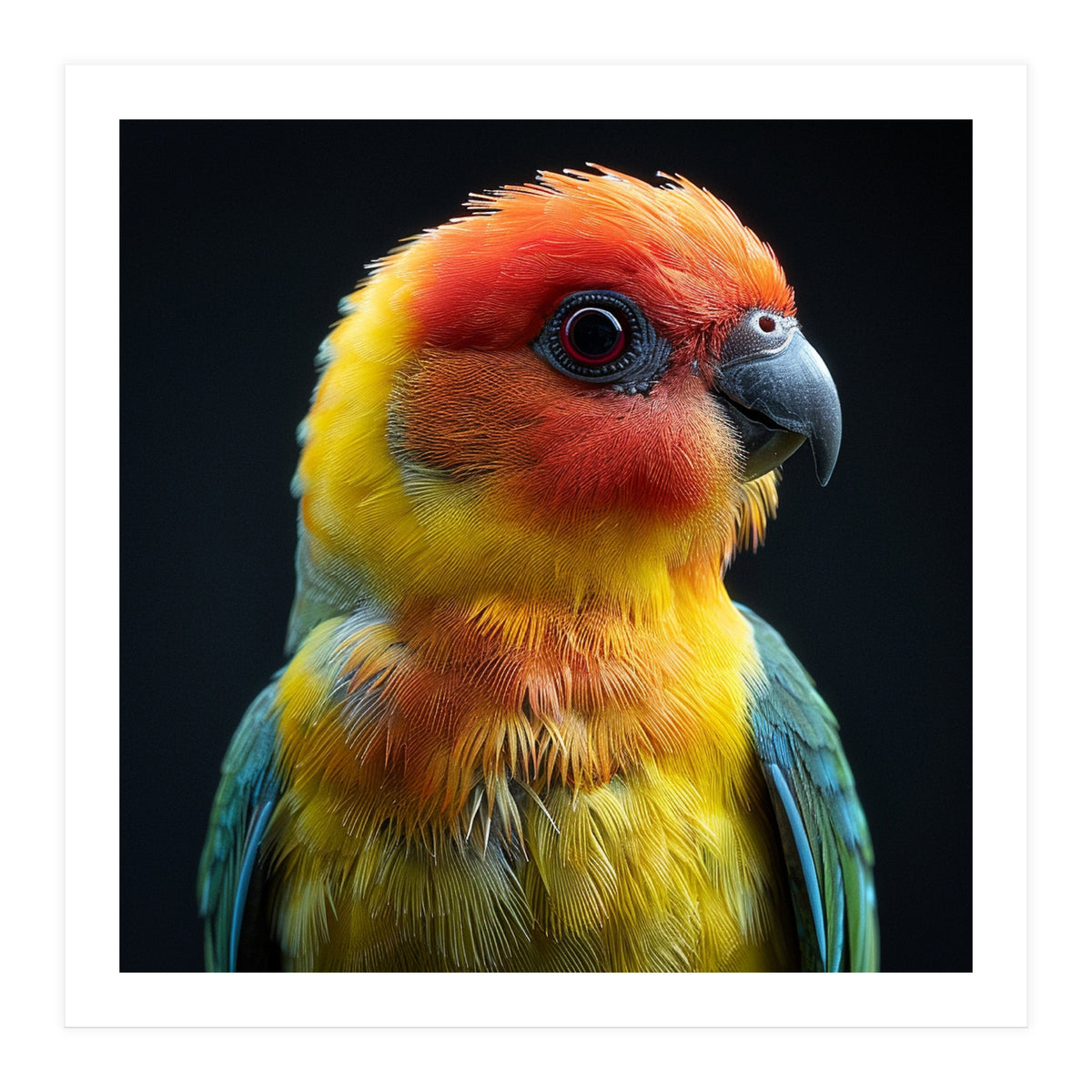 Vibrant Sun Conure Parrot Close Up Portrait (Print Only)