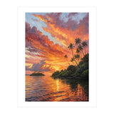 Impressionist Tropical Sunset Over Paradise Island (Print Only) thumbnail
