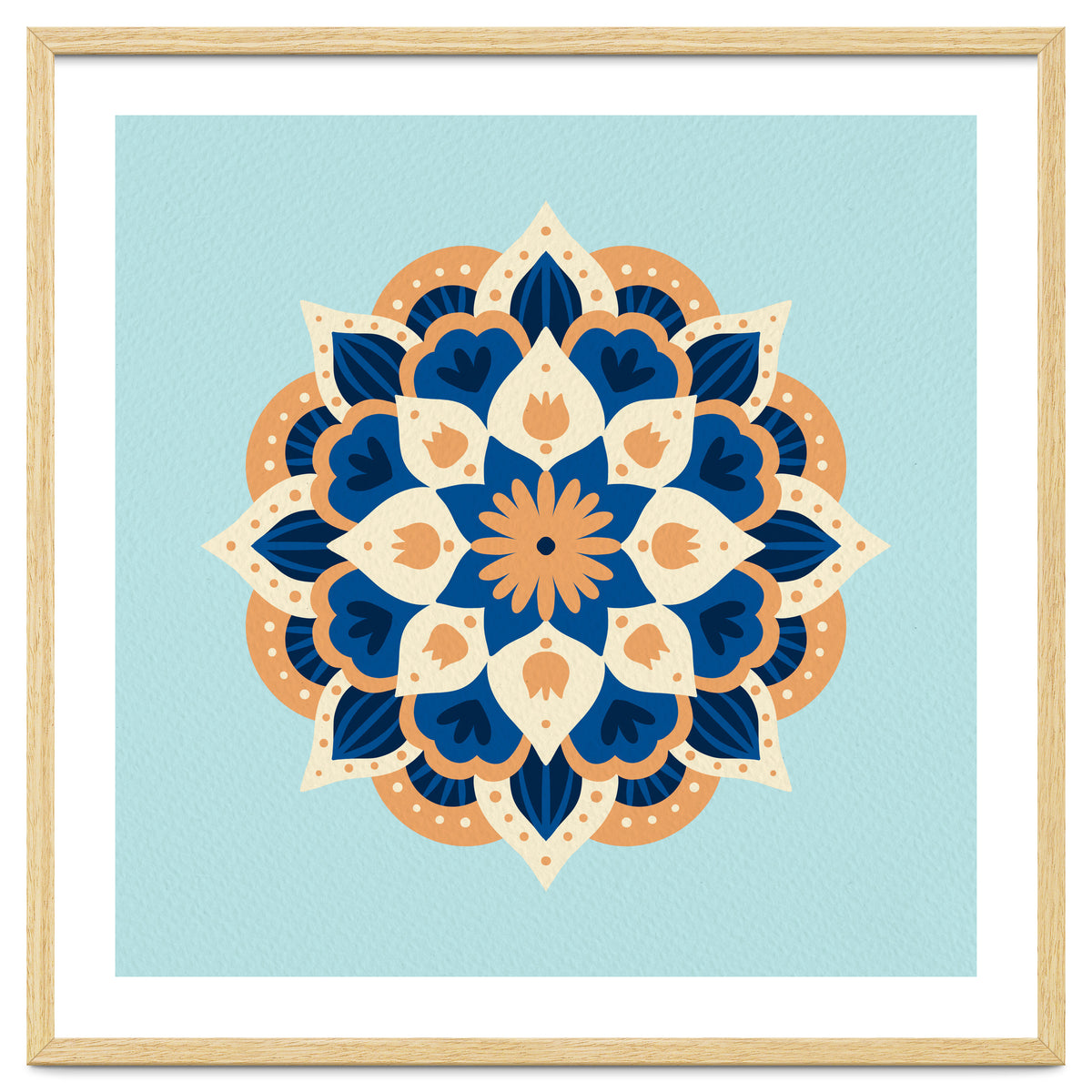 Mandala flower - orange and blue
