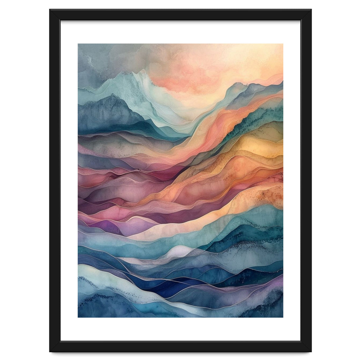 Abstract Fluid Mountain Landscape Art