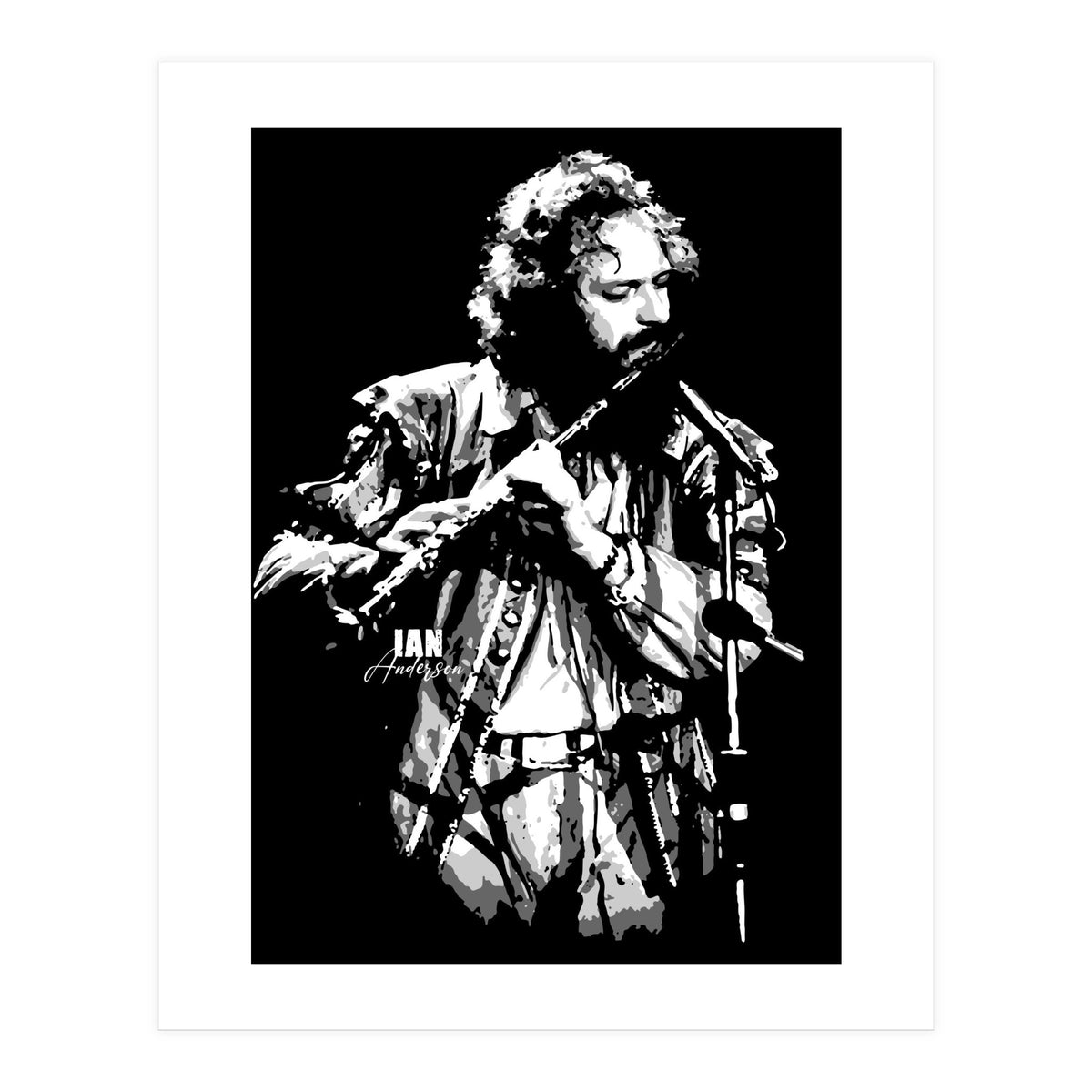Ian Anderson Rock Music Legend in Grayscale 2 (Print Only)