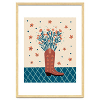 Mocha Cowboy boot with flowers