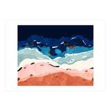 Ocean Heart, Abstract Sea Waves, Tropical Travel Watercolor Painting, Eclectic Bohemian Beach Nature (Print Only) thumbnail
