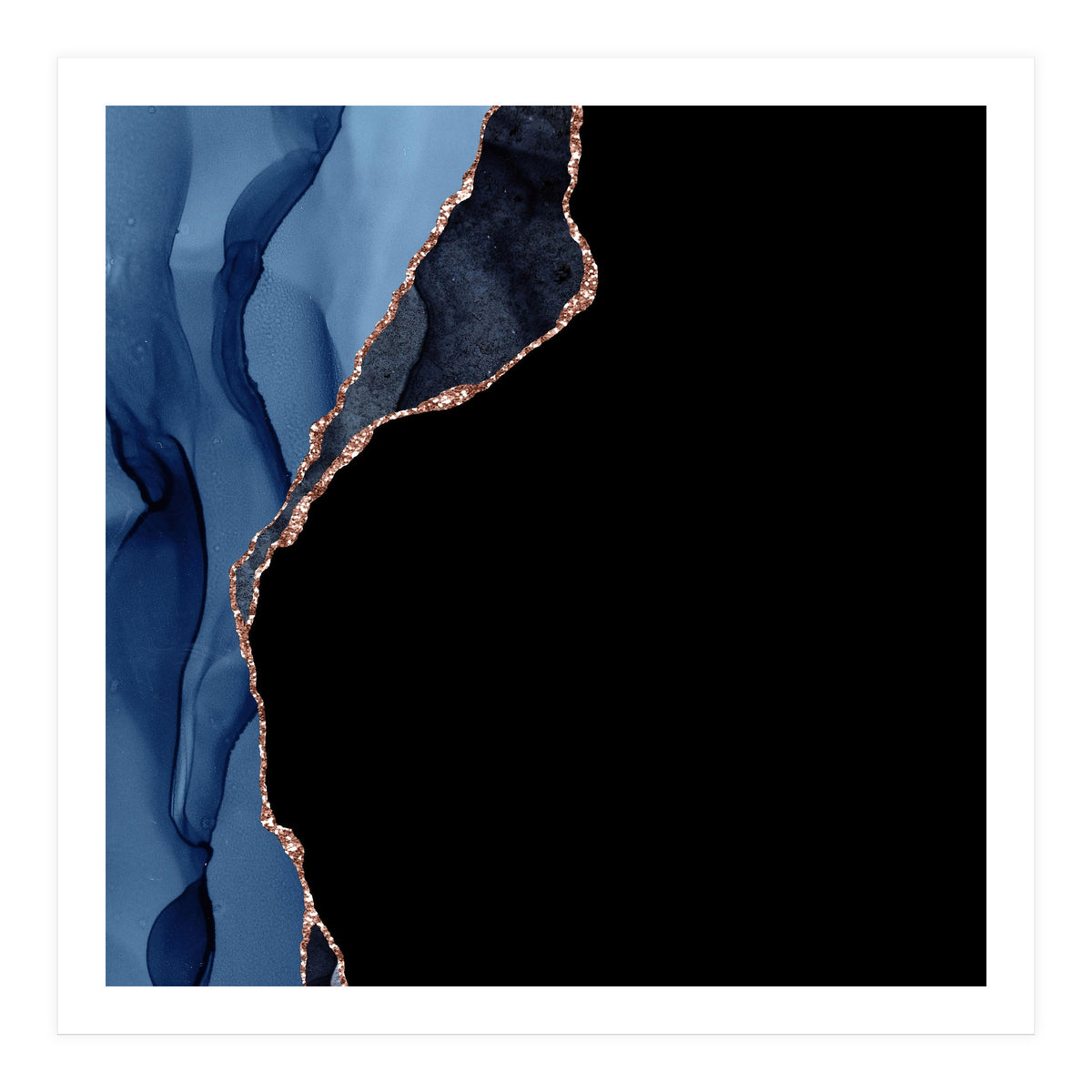 Navy & Rose Gold Agate Texture 09 (Print Only)