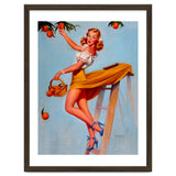 Pinup Sexy Woman Picking Oranges On A Tree Branch thumbnail