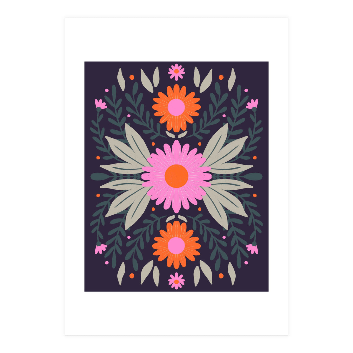 Pink And Orange Flowers (Print Only)