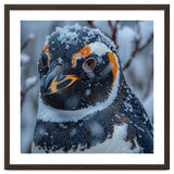 Penguin In Snow Falling Close Up Portrait thumbnail