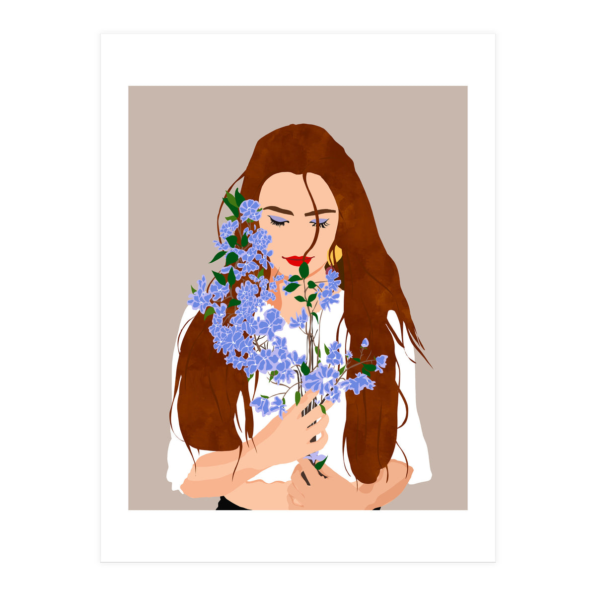 The Becoming, Nature Plants Bohemian Woman, Botanical Modern Mindful Self Care Self Love Positivity (Print Only)