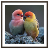 Pair Of Lovebirds Sitting On Rocks thumbnail