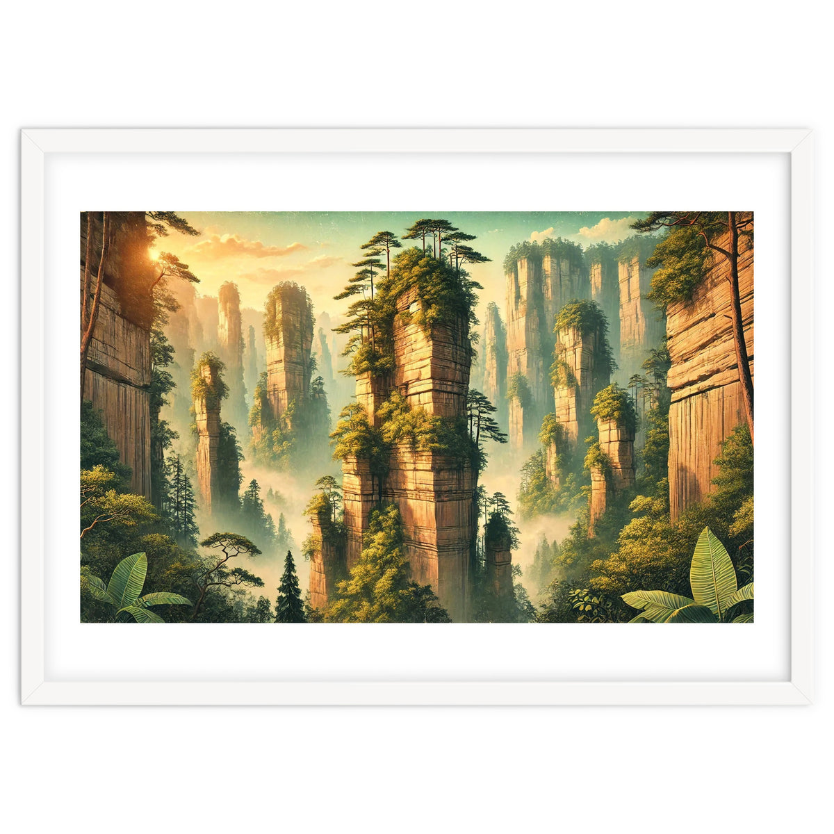 Vintage China, Zhangjiajie Stone Pillars Poster