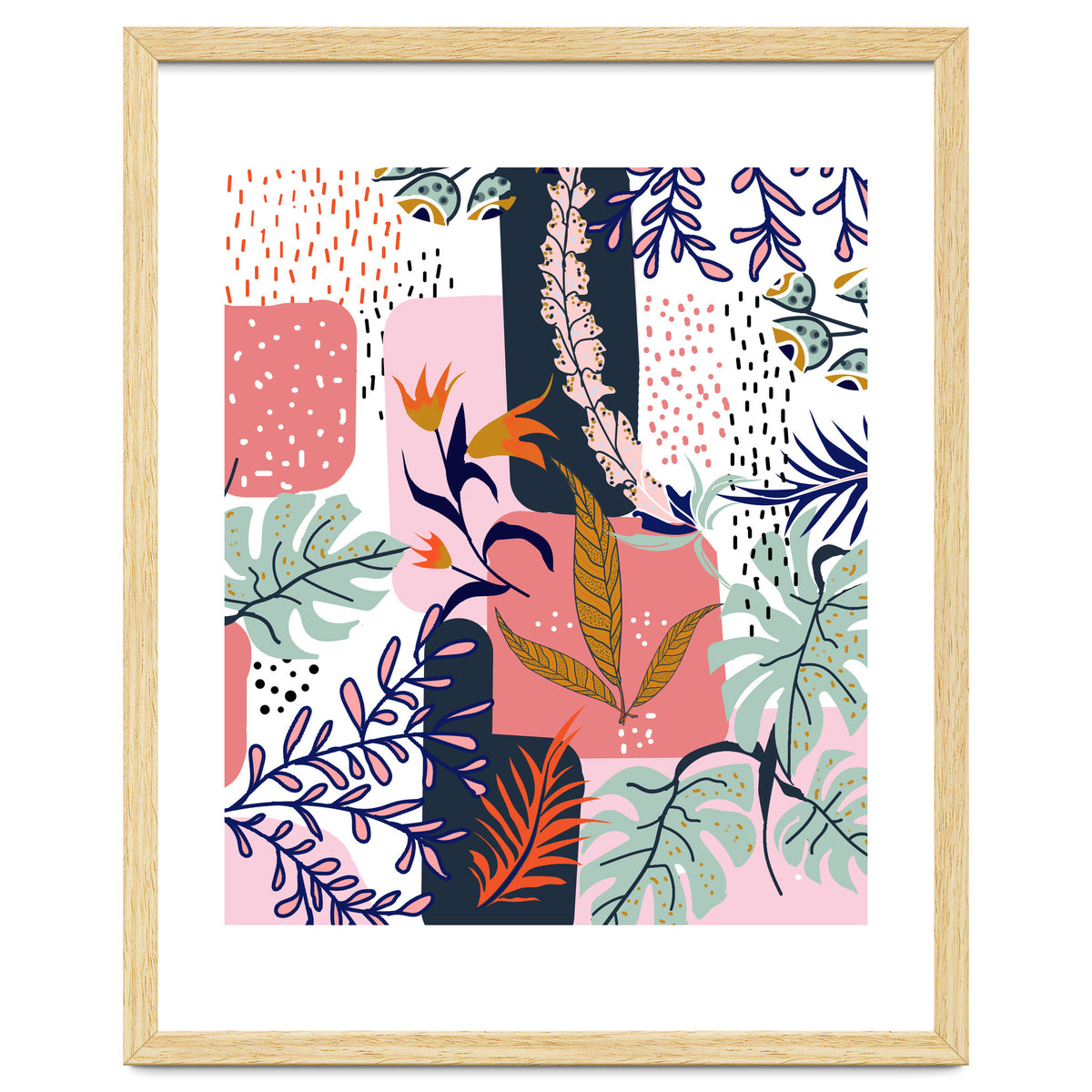 Mood | Abstract Chic Modern Bohemian Painting | Contemporary Eclectic Blush Botanical Nature