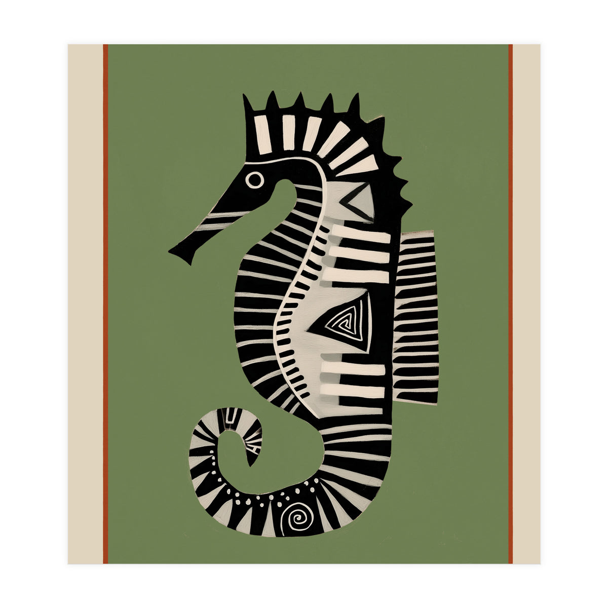 Striped Seahorse I (Print Only)
