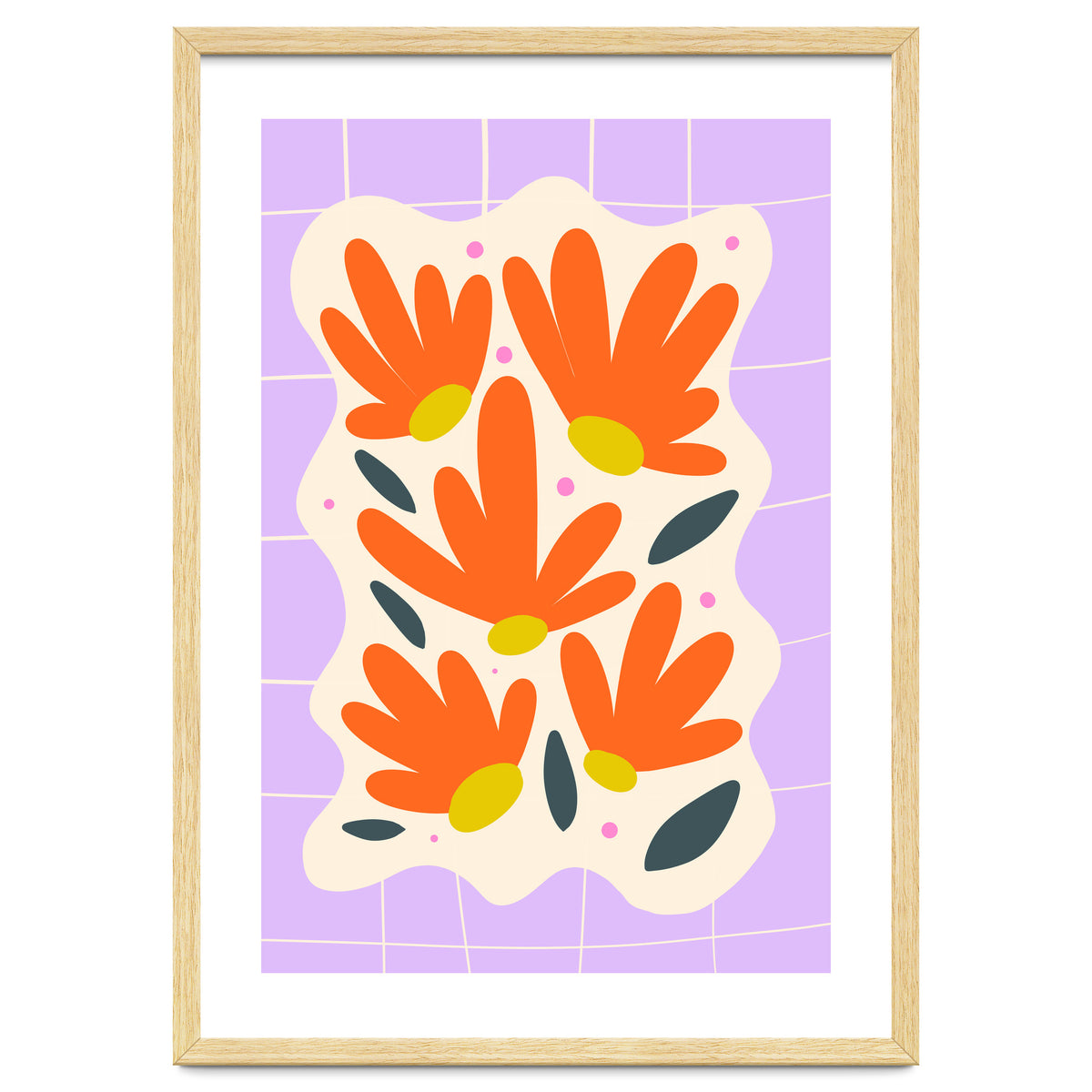 Modern Grid Floral Violet