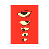 Abstract Eyes on Red Background (Print Only) thumbnail