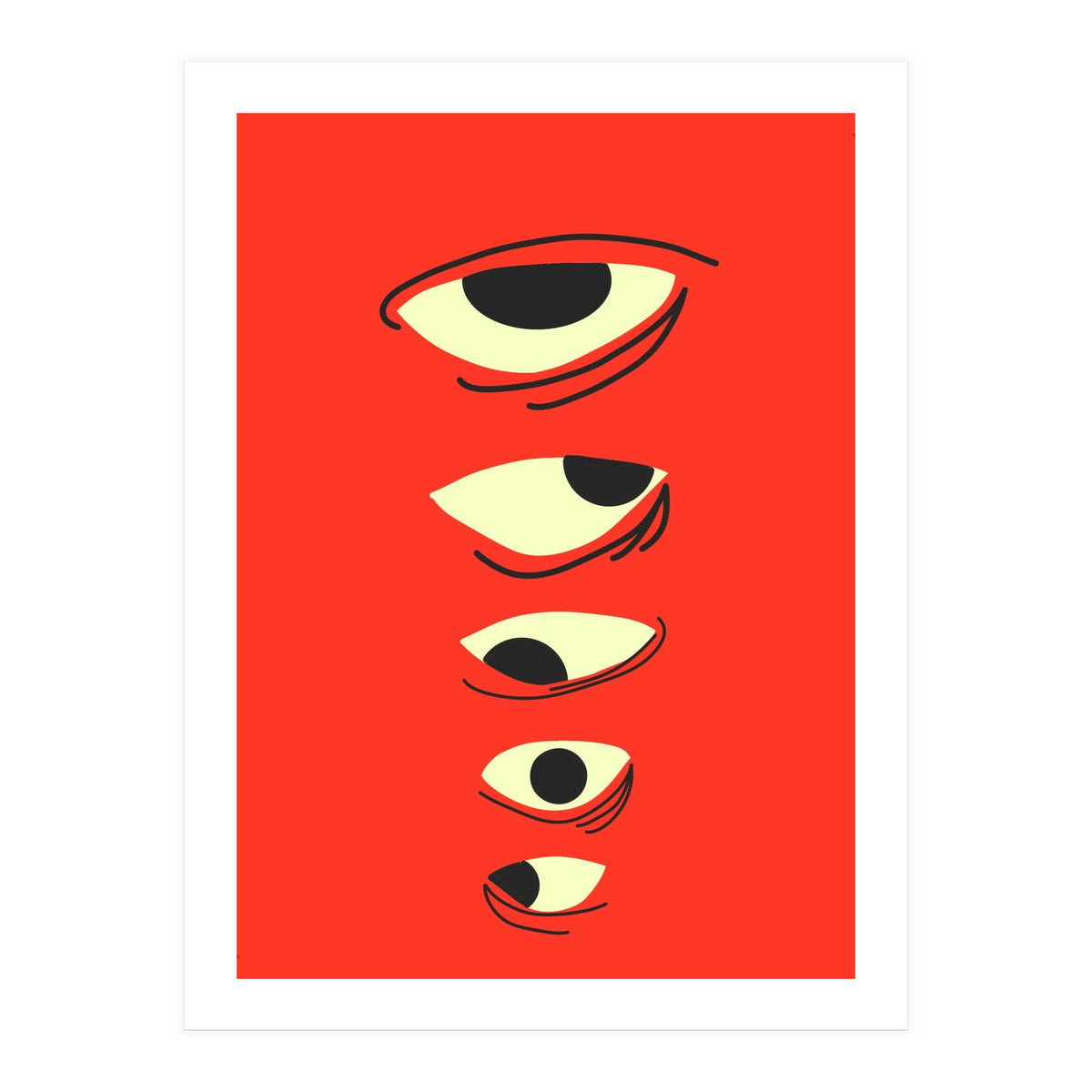 Abstract Eyes on Red Background (Print Only)
