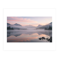 Misty Morning Reflection: Serene Alpine Lake (Print Only)