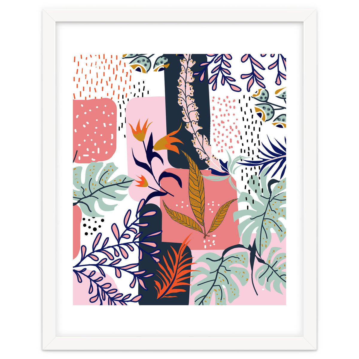 Mood | Abstract Chic Modern Bohemian Painting | Contemporary Eclectic Blush Botanical Nature