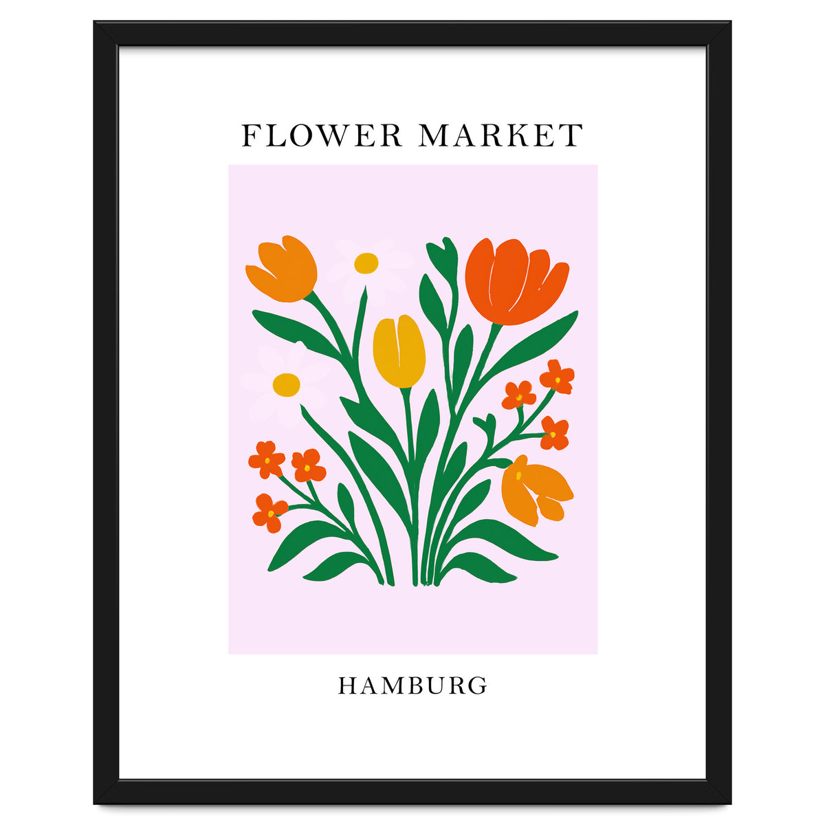 Hamburg Flower Market - Vibrant Modern Folk Art Print