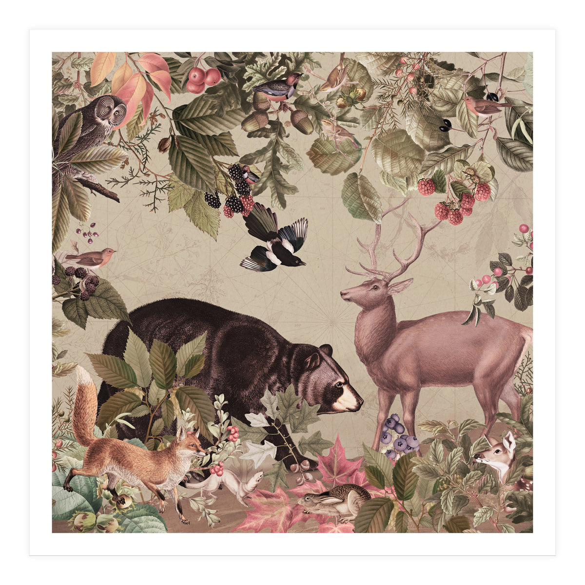 Nostalgic Autumn guardians of the forest (Print Only)