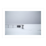 No lifeguards on the sign board in the winter snow beach (Print Only) thumbnail