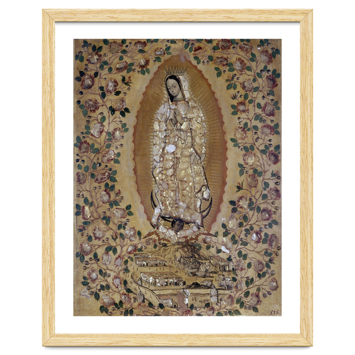 VIRGIN DE GUADALUPE - 1697 - ENCONCHADO PAINTING. JUAN y MIGUEL GONZALEZ PINTORES siglo XVII.