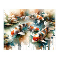 Colorful Koi Fish In Pond (Print Only)