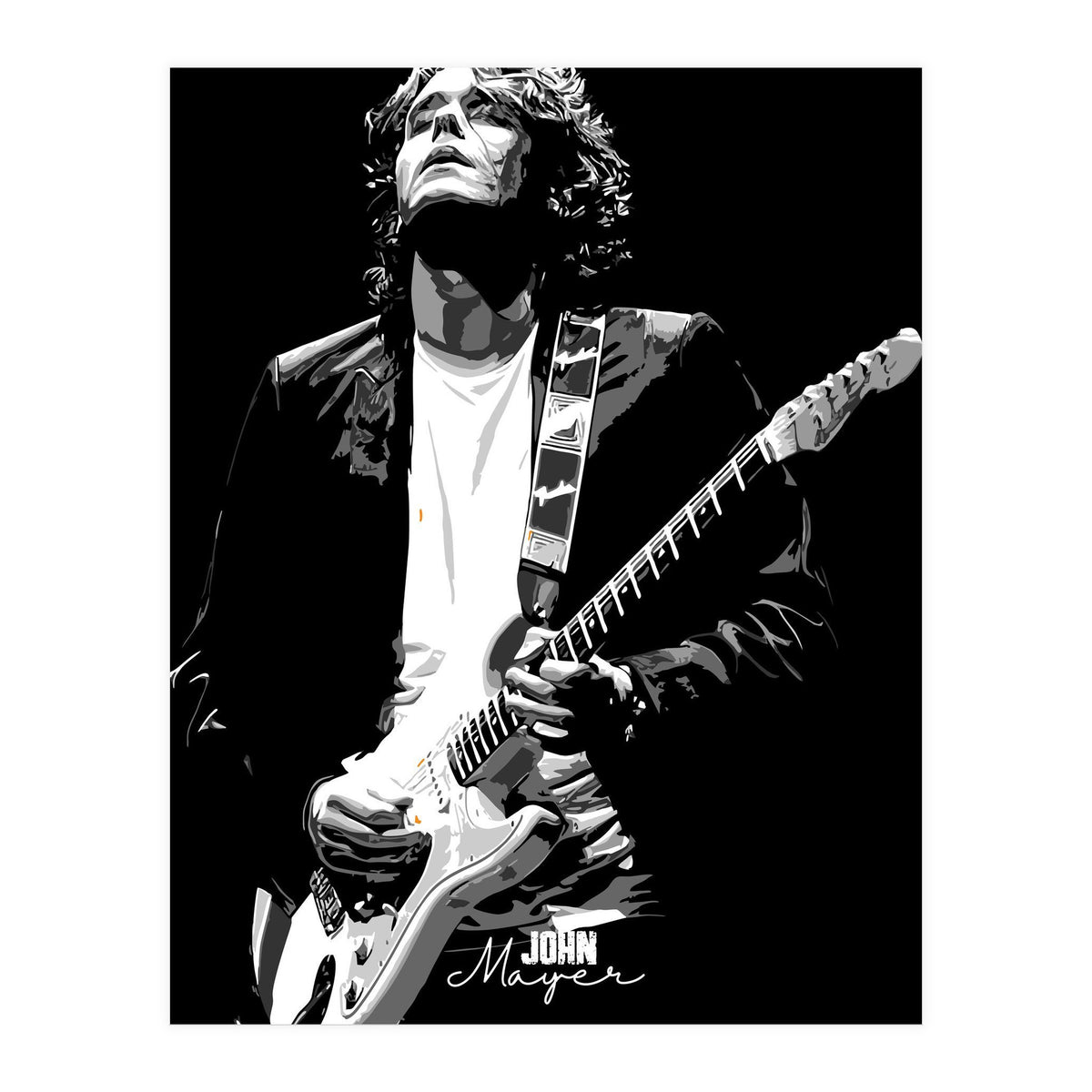 John Mayer American Musician Legend in Grayscale (Print Only)