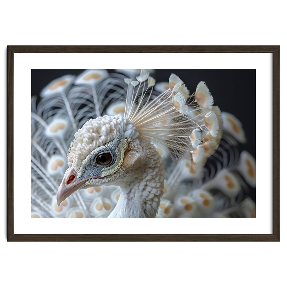 Close Up Albino Peacock Bird Portrait