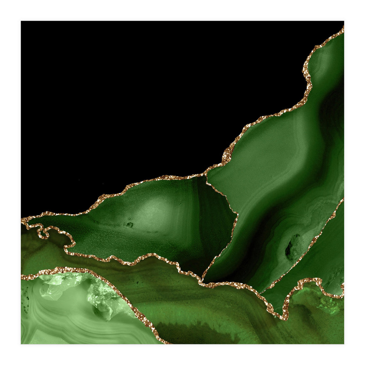 Green & Gold Agate Texture 03 (Print Only)