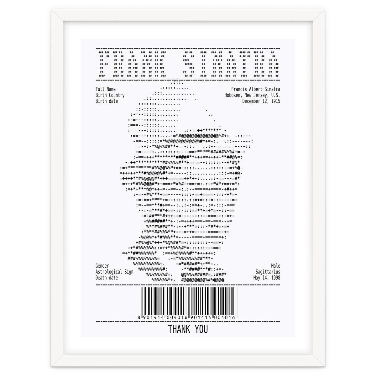 Receipt Art Frank Sinatra