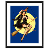 Pinup Sexy Witch Posing On A Broom thumbnail