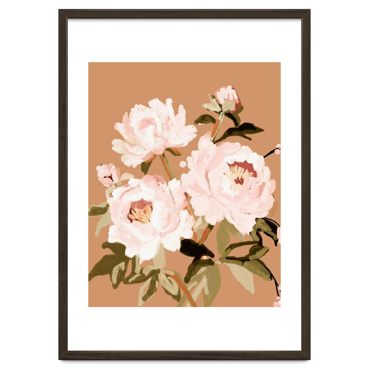 Blush Peony Painting, Floral Wall Art, Neutral Flower Print, Peony Art