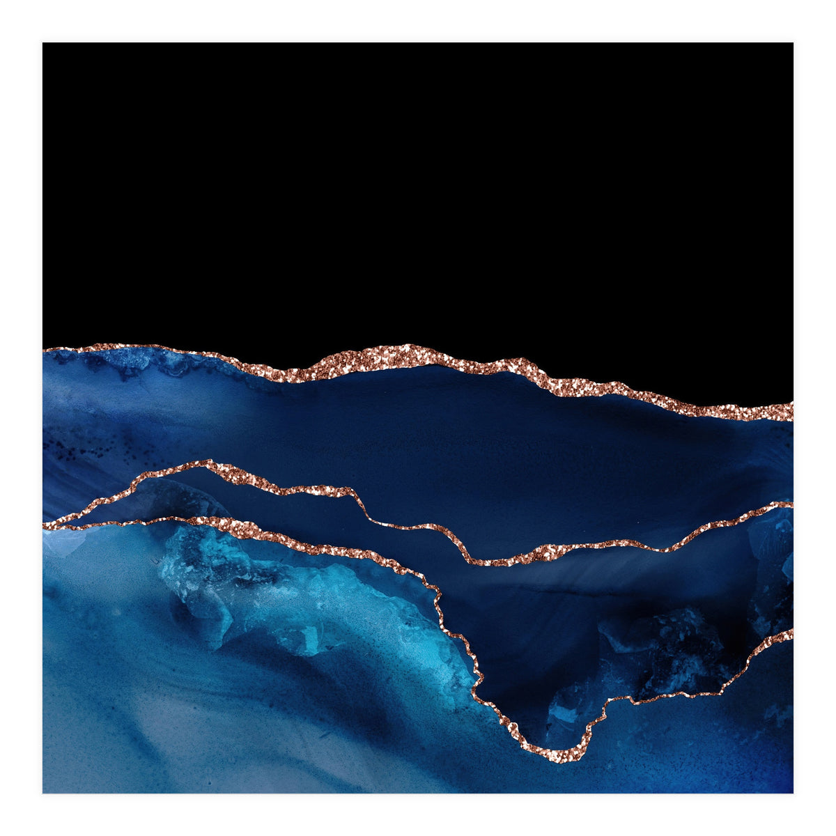 Navy & Rose Gold Agate Texture 07 (Print Only)