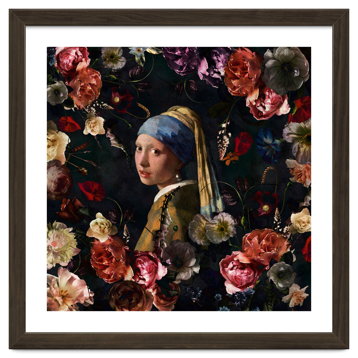 Girl With Pearl Earring And Flowers