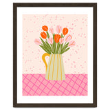 Tulips in a vase - pink and orange thumbnail