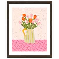 Tulips in a vase - pink and orange