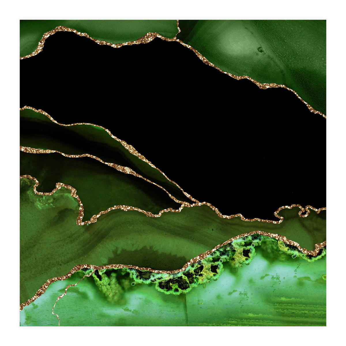 Green & Gold Agate Texture 14 (Print Only)