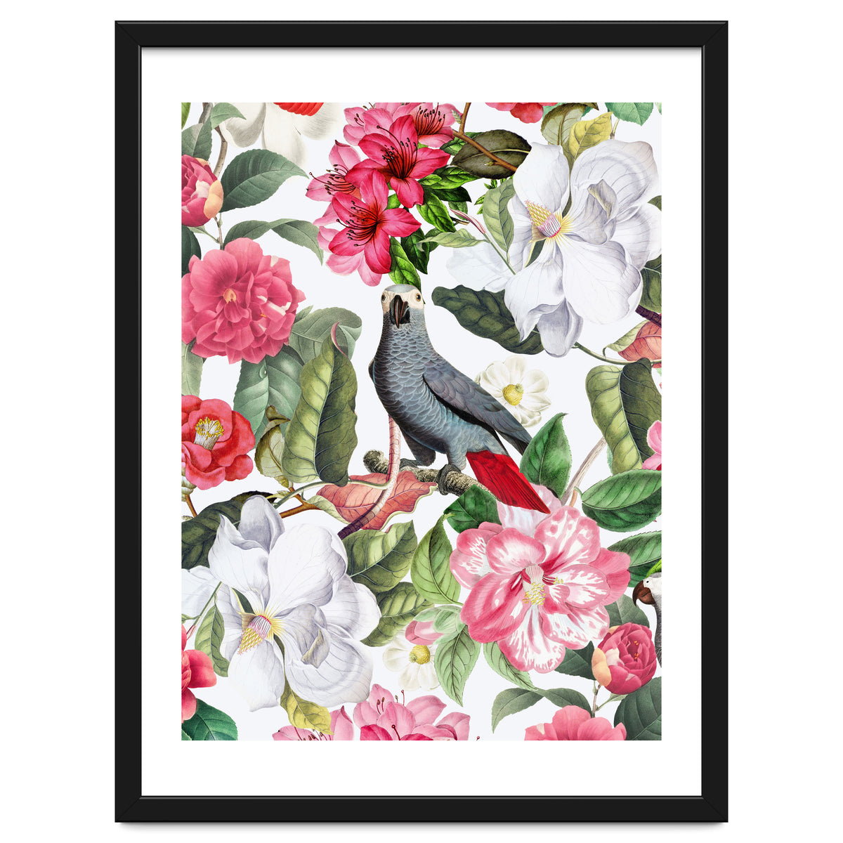 Vintage Cockatoo in Flower Jungle