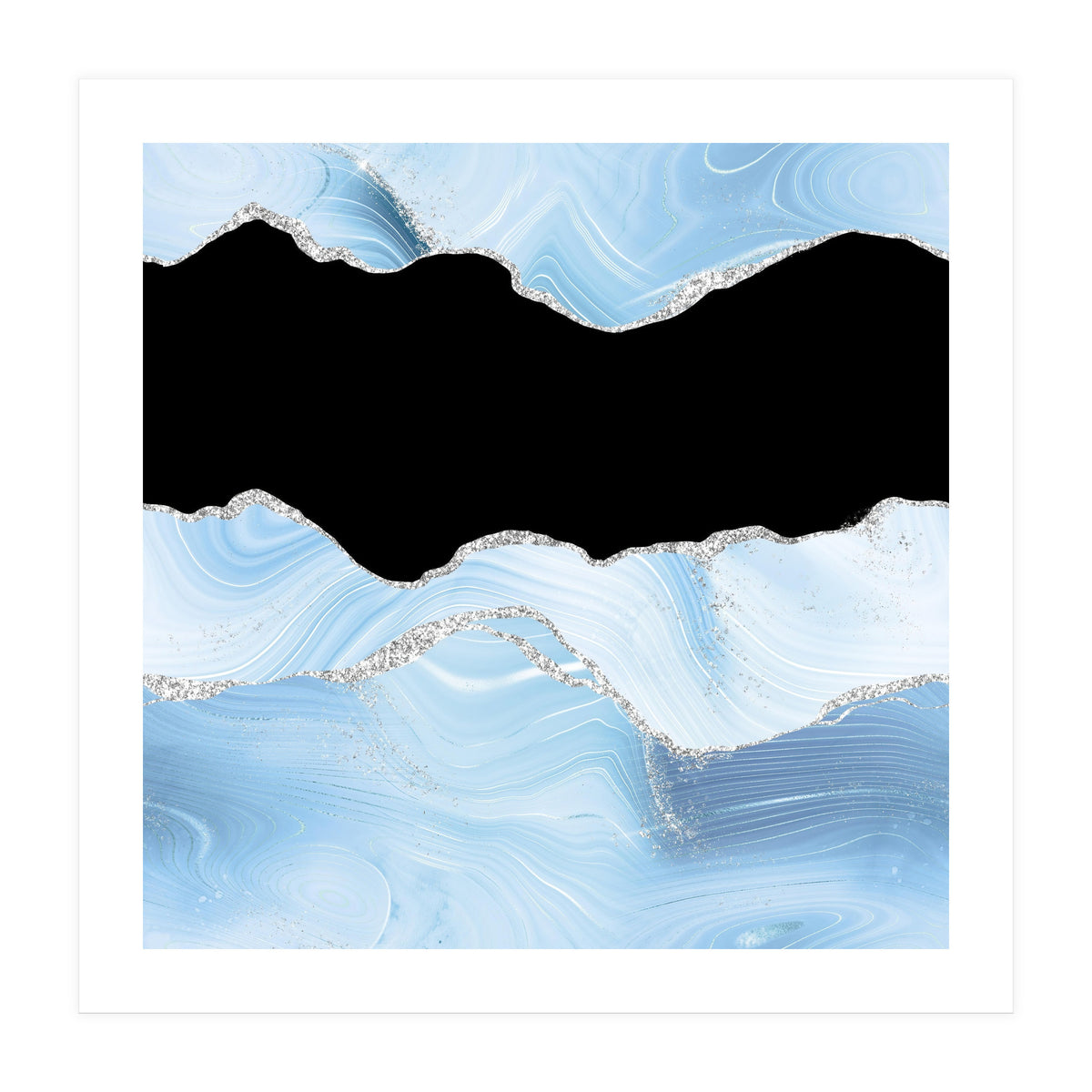 Blue & Silver Agate Glitter Texture 03 (Print Only)