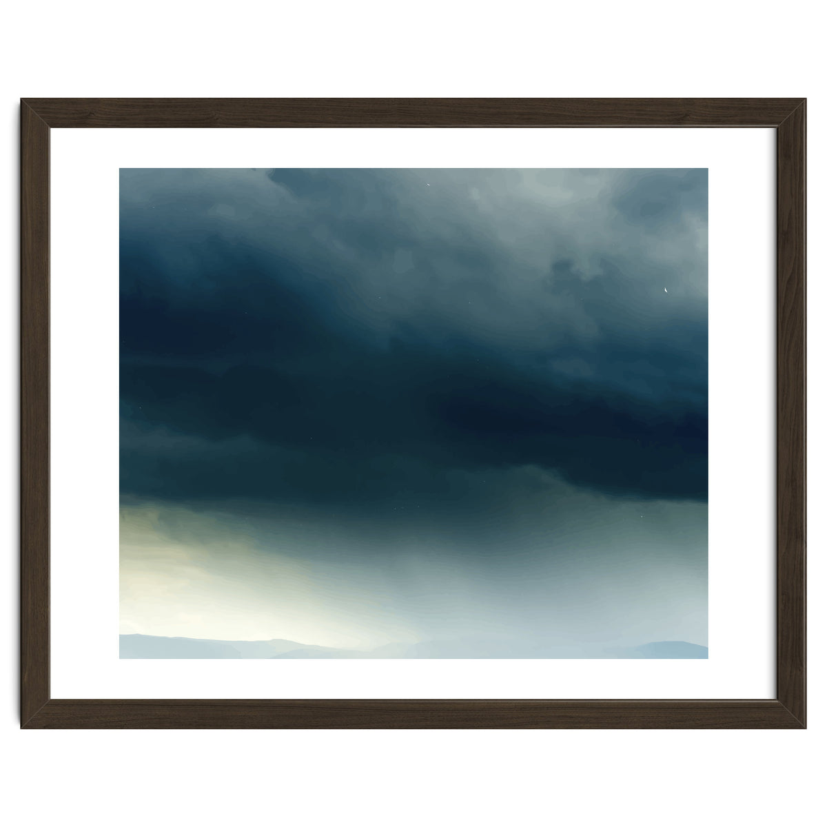 Storm Rain Clouds Watercolor Painting Blue Minimal Dark Sky Graphic