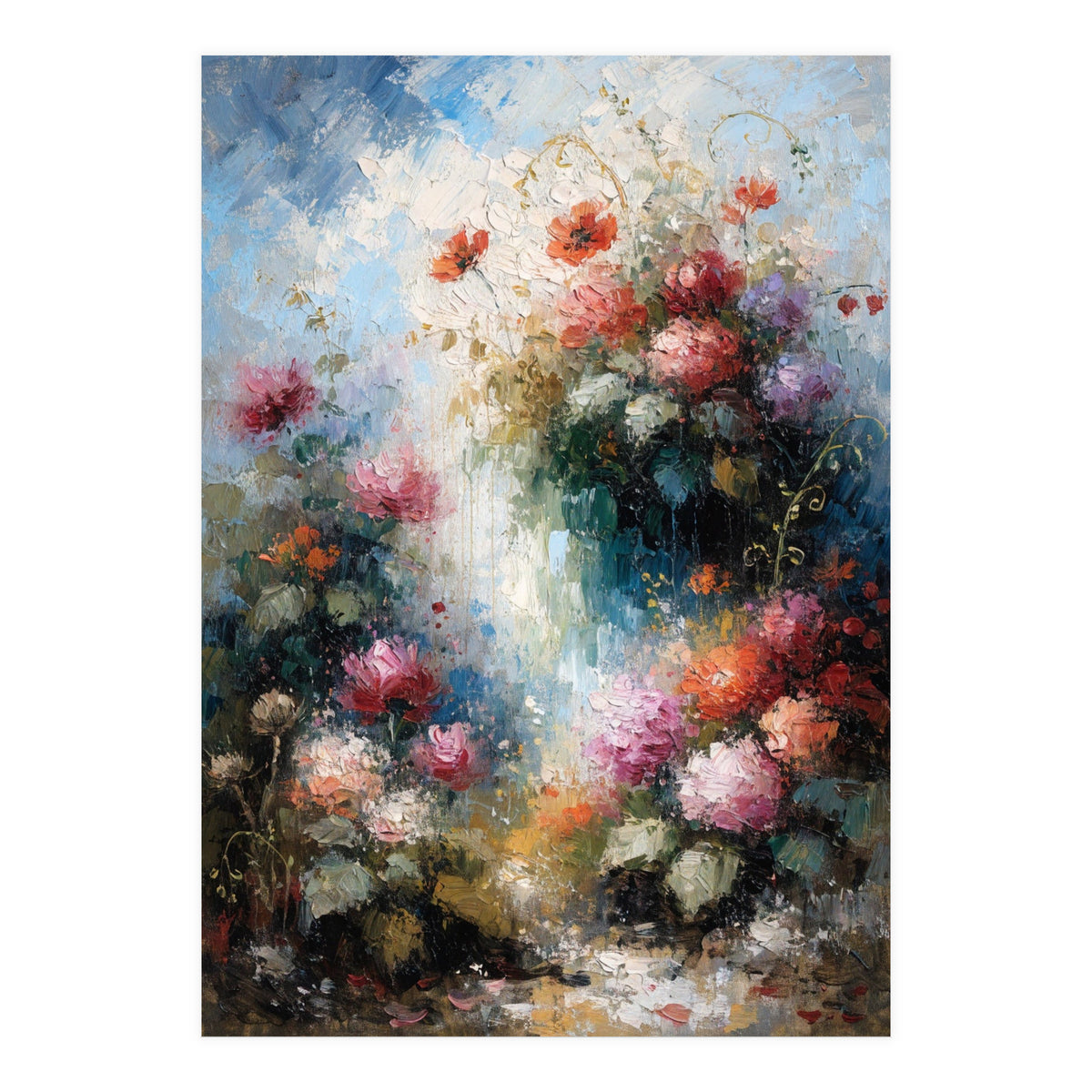 Ethereal Summer Garden Oil Painting (Print Only)