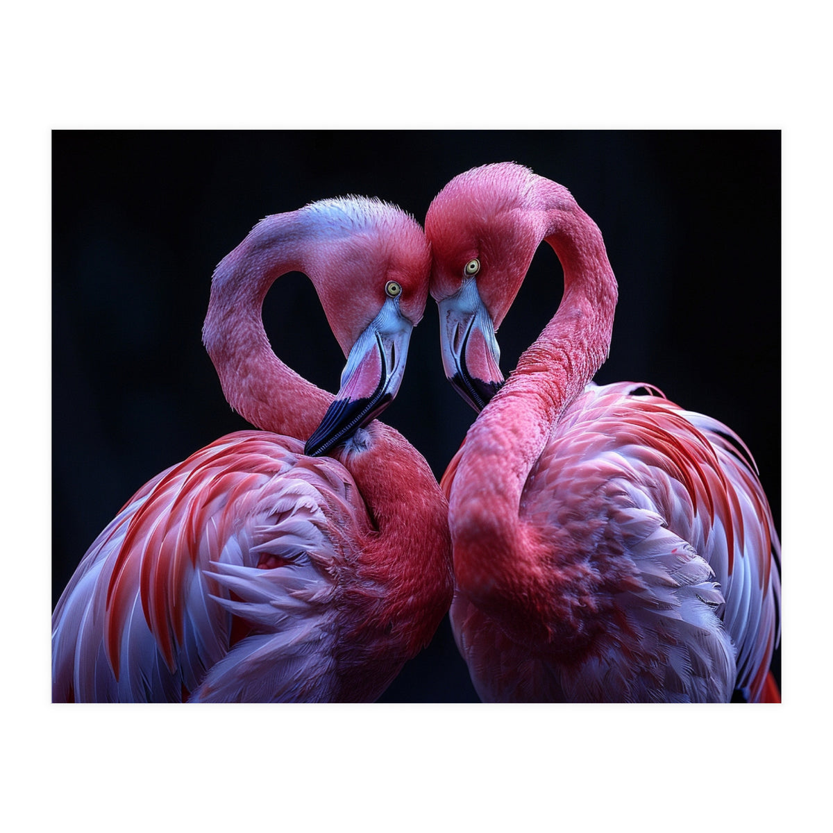 Two Pink Flamingos Forming A Heart Shape (Print Only)