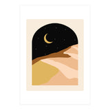 Desert Nights, Modern Bohemian Travel Sand Dunes, Eclectic Moon Stars Vintage Arc, Pastel Building Nature Landscape (Print Only) thumbnail
