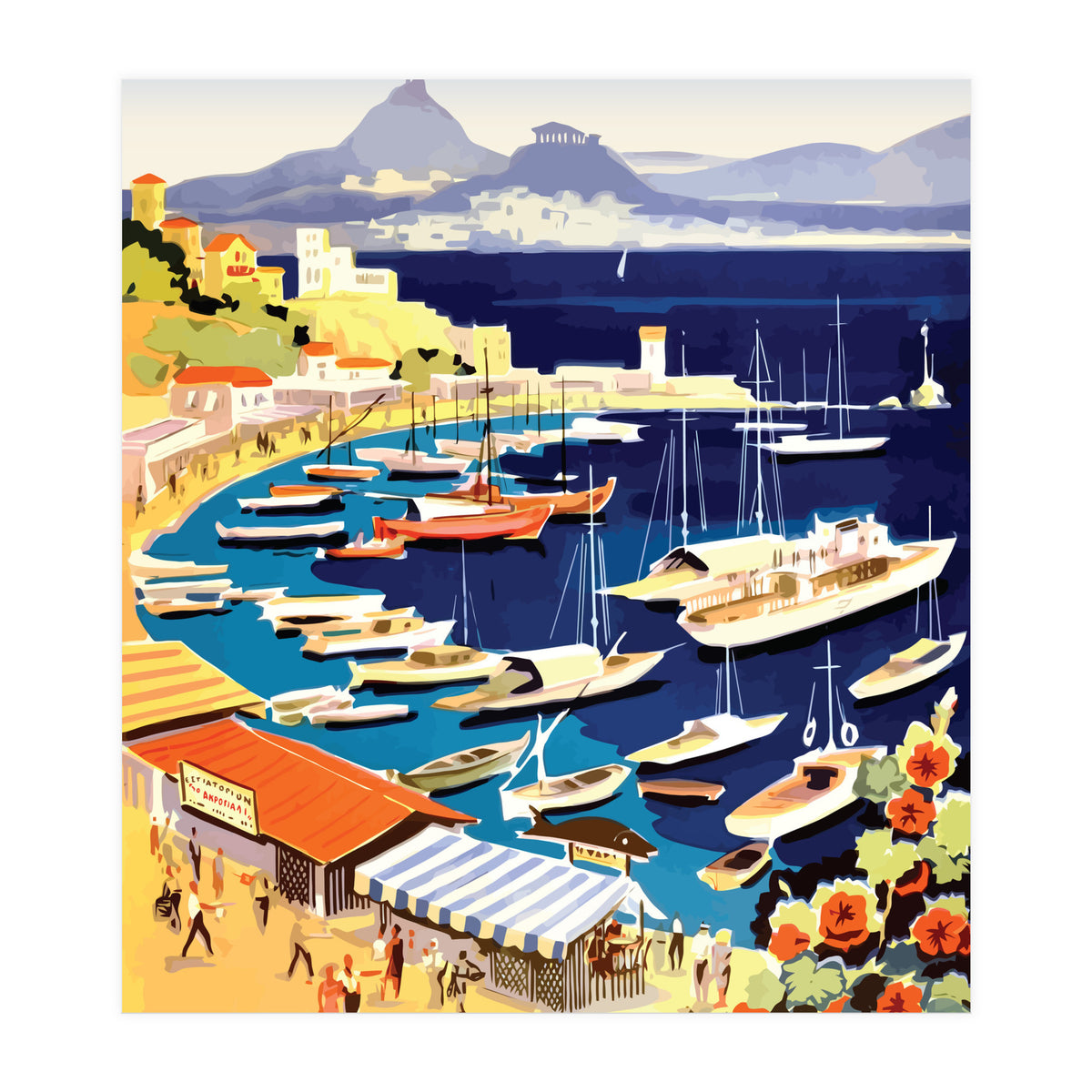 Greece, Fishing Boats on a Harbor (Print Only)