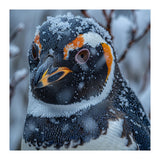Penguin In Snow Falling Close Up Portrait (Print Only) thumbnail