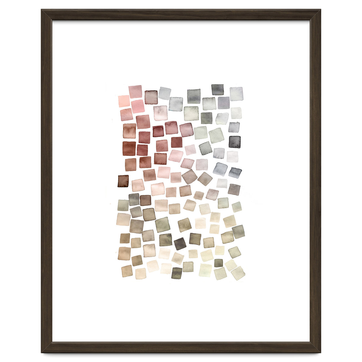 Watercolor Geometric Square Shapes Red